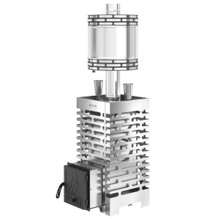 Печь для бани ASTON 20 INOX, Нержавеющая сталь, с круглым баком на трубе 50л Ø115 (AISI 439). Фото № 1