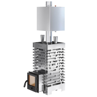 Печь для бани ASTON 20 INOX стекло, Нержавеющая сталь, с баком на трубе 50л Ø115 (AISI 439). Фото № 1