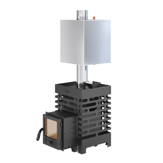 Печь для бани ASTON 12 стекло, Сталь (09Г2С) с баком на трубе 50л Ø115 (AISI 439). Фото № 1