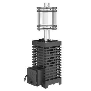 Печь для бани ASTON 20 Сталь (09Г2С) с круглым баком на трубе 50л Ø115 (AISI 439). Фото № 1