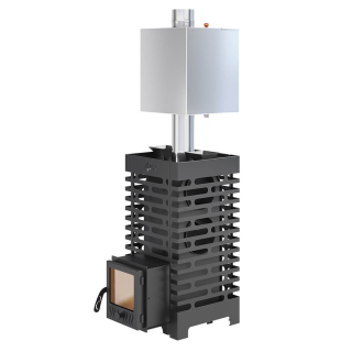 Печь для бани ASTON 20 стекло, Сталь (09Г2С) с баком на трубе 50л Ø115 (AISI 439). Фото № 1