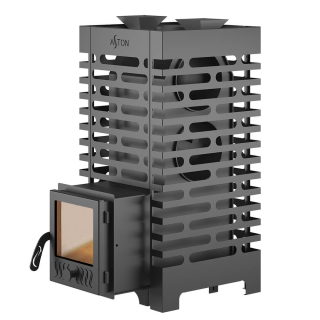 Печь для бани ASTON 20 стекло, Сталь (09Г2С) с баком на трубе 50л Ø115 (AISI 439). Фото № 4