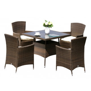 Обеденный комплект плетеной мебели из искусственного ротанга AFM-410SL90x90 4Pcs. Фото № 1
