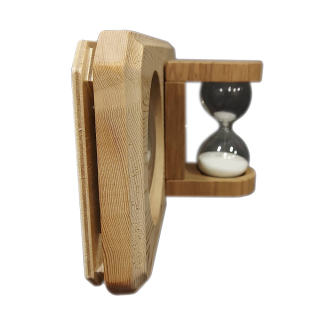 Термогигрометр с песочными часами, канадский кедр, белый циферблат. Фото №4