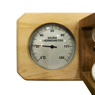 Термогигрометр с песочными часами, канадский кедр, серебряный циферблат. Фото №2
