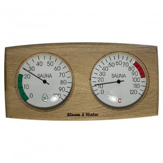 Термогигрометр для бани и сауны, дуб, прямоугольный (скруглённый). Фото №1
