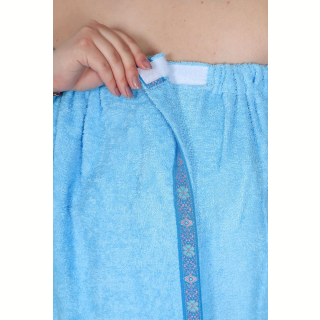 Набор для сауны махровый женский (парео, чалма, рукавица), голубой, 54-60. Фото №6