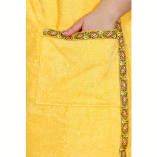 Набор для сауны махровый женский (парео, чалма, рукавица), желтый, 54-60. Фото №7