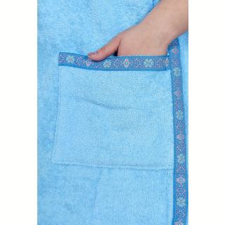 Набор для сауны махровый женский (парео, чалма, рукавица), голубой, 54-60. Фото №7