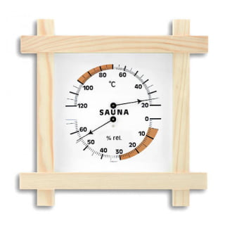 Аналоговый термогигрометр с деревянной рамой TFA 40.1008 для сауны. Фото №1