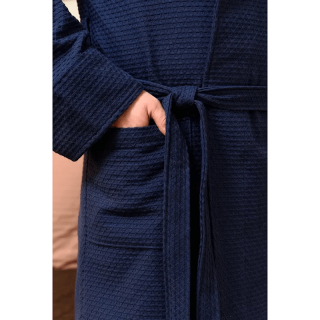 Халат вафельный Люкс-Д без капюшона, цвет Синий, размер 48-50. Фото № 4