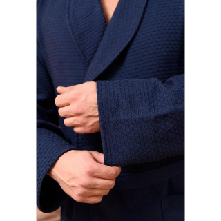 Халат вафельный Люкс-Д без капюшона, цвет Синий, размер 48-50. Фото № 6