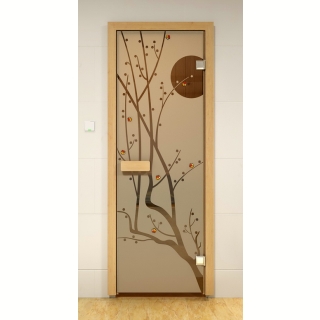 Дверь стеклянная Aldo, 70 х 190 см. (Рисунок: Сакура) с фьюзингом. Фото №1
