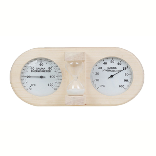 Термогигрометр с песочными часами TH-25-P WHITE Т, белым песком, сосна. Фото №1
