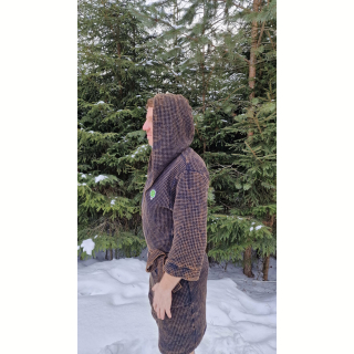 Халат мужской для бани BANEUM из плотного вареного хлопка, Черно-коричневый, размер М. Фото №3