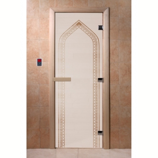 Дверь для бани и сауны Арка сатин 200х80 (по коробке). Фото №1