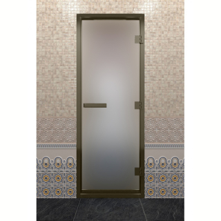 Дверь DoorWood Хамам в Бронзовом профиле, стекло сатин, 210х80 (по коробке). Фото №1