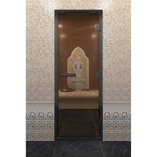 Дверь DoorWood Хамам в Черном профиле, стекло бронза, 210х70 (по коробке). Фото №1