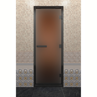 Дверь DoorWood Хамам в Черном профиле, стекло бронза матовая, 190х80 (по коробке). Фото №1