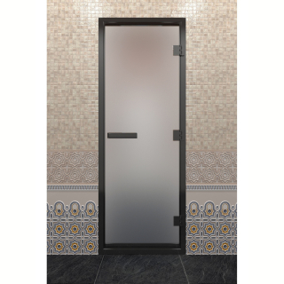 Дверь DoorWood Хамам в Черном профиле, стекло сатин, 190х70 (по коробке). Фото №1