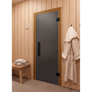 Дверь для сауны и бани DoorWood Фаворит BLACK Графит Матовый 1900х700 (по коробке). Фото № 1
