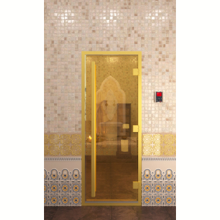 Дверь для турецкой бани DoorWood Престиж Хамам Золото Матовое 190х70 (по коробке). Фото №2