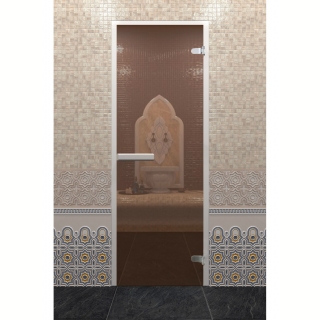 Стеклянная дверь для турецкой бани DoorWood Хамам Лайт Бронза 1900х700 (по коробке). Фото №1