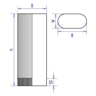 Нержавеющая овальная труба прямая 4Т (500 мм), AISI 321 (0,5 мм), D 120/240. Фото №2