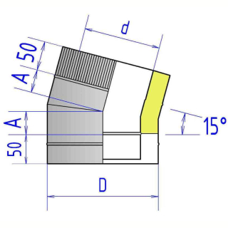 Отвод 15° - 2ОТ15  AISI 321 (1 мм), утеплитель 50 мм, D 115/215. Фото №2