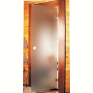Дверь стеклянная «сатин» 7/19, коробка сосна, круглая ручка с магнитным замком. Фото №1