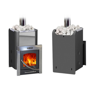 Дровяная печь для бани Ермак 12-ПС Элит, с панорамным стеклом (Нержавейка). Фото № 3