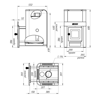Дровяная печь для бани Ермак 12-С Элит (Нержавейка). Фото № 3