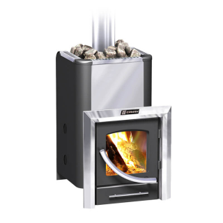 Дровяная печь для бани Ермак 16-ПС Элит, с панорамным стеклом (Нержавейка). Фото № 1