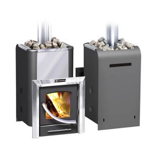 Дровяная печь для бани Ермак 20-ПС Элит, с панорамным стеклом (Нержавейка). Фото № 3