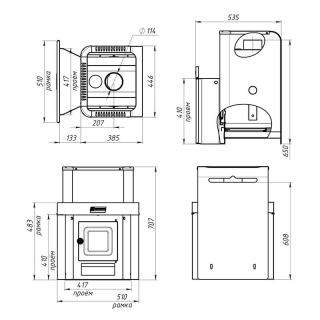 Газо-дровяная банная печь Ермак Уралочка 16 (Сталь). Фото № 3