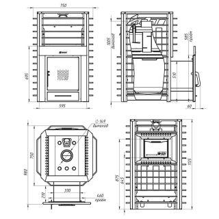 Дровяная печь для бани Ермак 50 Сетка PRO (Нержавейка). Фото № 4