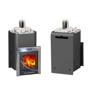 Дровяная печь для бани Ермак 20 ПС Классика, с панорамным стеклом. Фото № 2