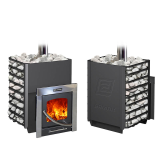 Дровяная печь для бани Ермак 16 ПС Сетка Классика, с панорамным стеклом. Фото № 2