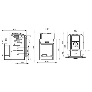 Дровяная печь для бани Ермак 12 Премиум, с панорамным стеклом (Сталь). Фото № 4