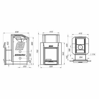 Дровяная печь для бани Ермак 16 Премиум, с панорамным стеклом (Сталь). Фото № 4