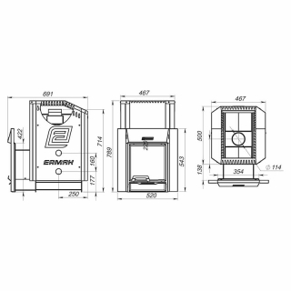Дровяная печь для бани Ермак 20 Премиум, с панорамным стеклом (Сталь). Фото № 4
