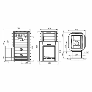 Дровяная печь для бани Ермак 16 Сетка Премиум, с панорамным стеклом (Сталь). Фото № 5
