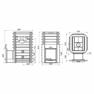 Дровяная печь для бани Ермак 24 Сетка Премиум, с панорамным стеклом (Сталь). Фото № 5