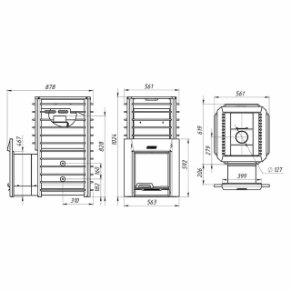 Дровяная печь для бани Ермак 30 Сетка Премиум, с панорамным стеклом (Сталь). Фото № 5