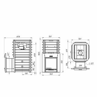 Дровяная печь для бани Ермак 36 Сетка Премиум, с панорамным стеклом (Сталь). Фото № 5