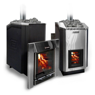 Дровяная печь для бани Ермак 24 Люкс, с панорамным стеклом (Нержавейка). Фото № 1
