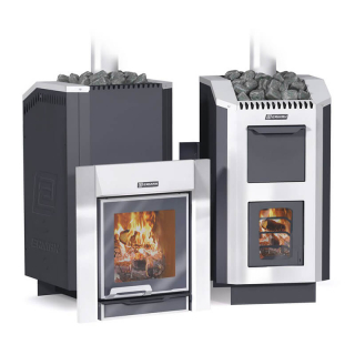 Дровяная печь для бани Ермак 30 Люкс, с панорамным стеклом (Нержавейка). Фото № 2