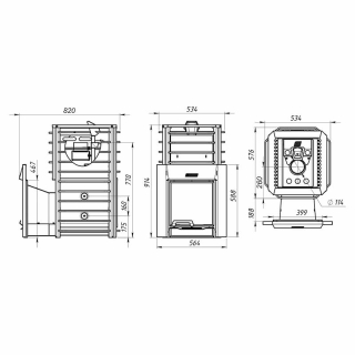 Дровяная печь для бани Ермак 24 Сетка Люкс, с панорамным стеклом (Нержавейка). Фото № 4