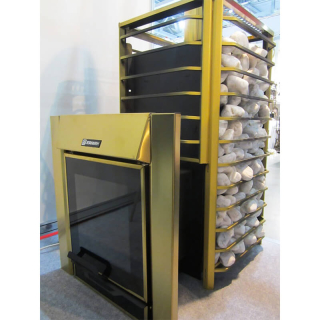 Дровяная печь для бани Ермак 30 Сетка Люкс Gold, с панорамным стеклом (Нержавейка). Фото № 5