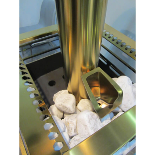 Дровяная печь для бани Ермак 30 Сетка Люкс Gold, с панорамным стеклом (Нержавейка). Фото № 7